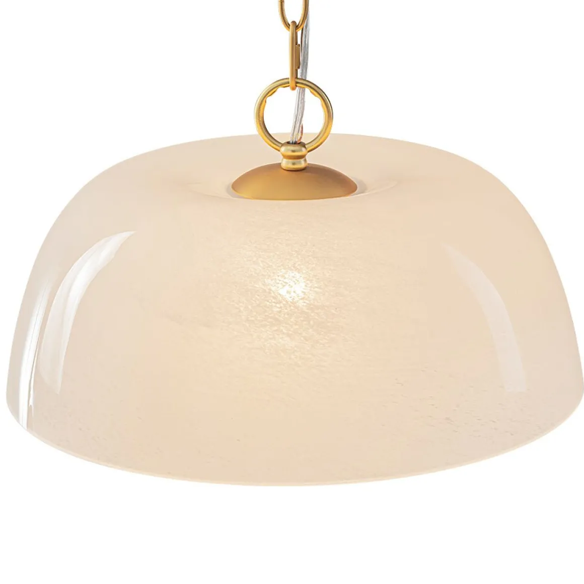 French Luxe 1-Light White Clouded Glass Round Pendant