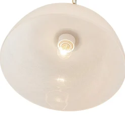 French Luxe 1-Light White Clouded Glass Round Pendant