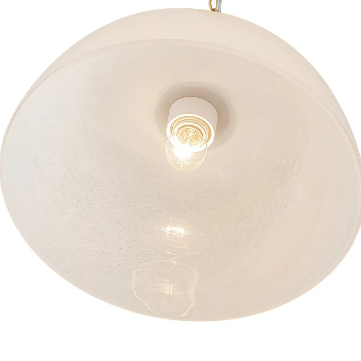 French Luxe 1-Light White Clouded Glass Round Pendant