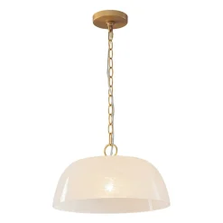 French Luxe 1-Light White Clouded Glass Round Pendant