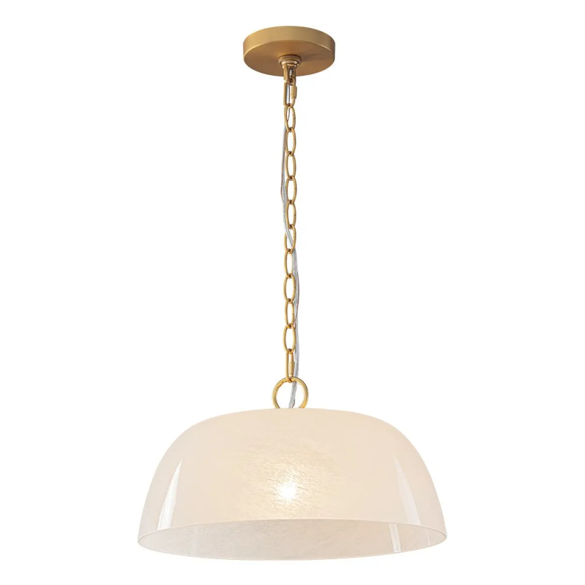 French Luxe 1-Light White Clouded Glass Round Pendant