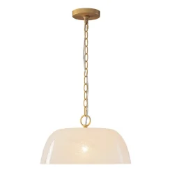 French Luxe 1-Light White Clouded Glass Round Pendant