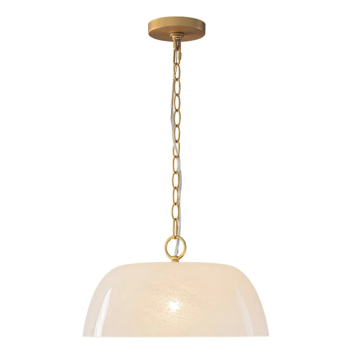French Luxe 1-Light White Clouded Glass Round Pendant