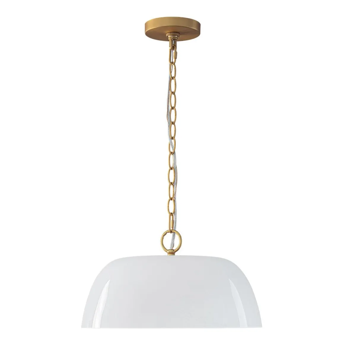 French Luxe 1-Light White Clouded Glass Round Pendant