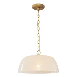 French Luxe 1-Light White Clouded Glass Round Pendant