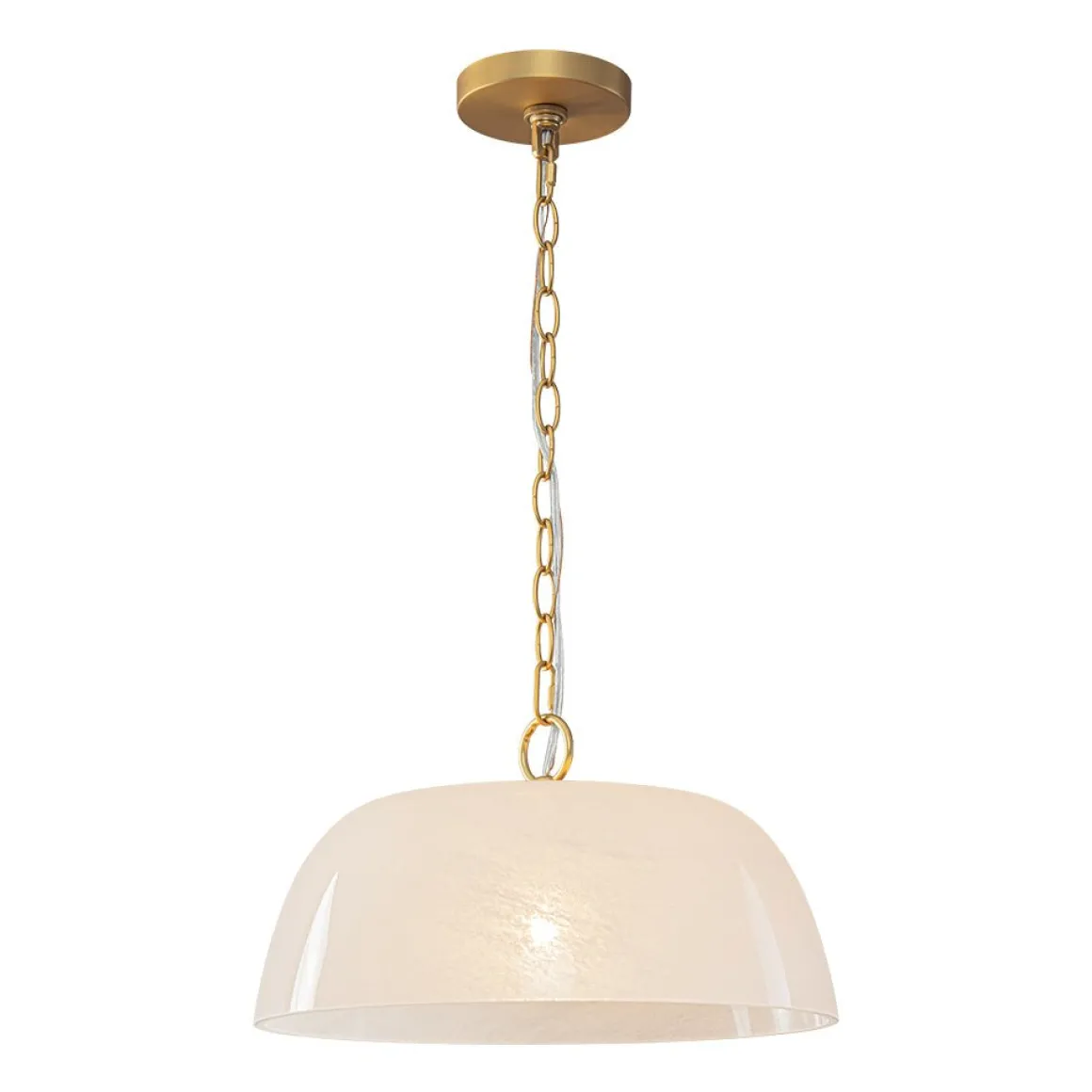 French Luxe 1-Light White Clouded Glass Round Pendant