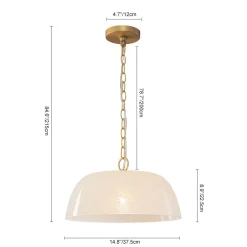 French Luxe 1-Light White Clouded Glass Round Pendant
