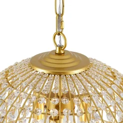 French Luxury Brass Floral Crystal Globe Chandelier