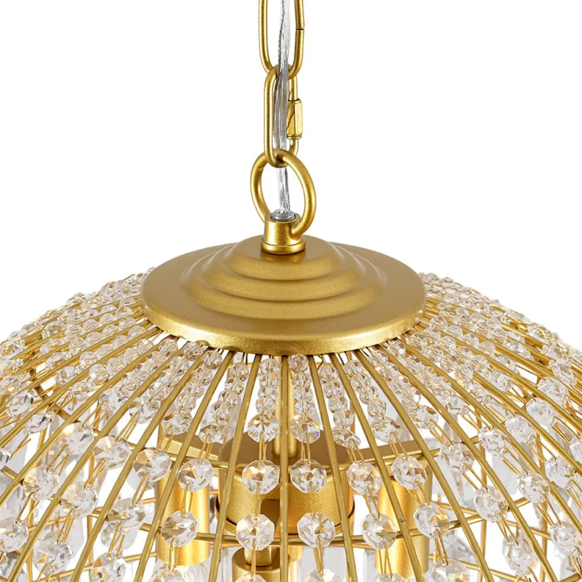 French Luxury Brass Floral Crystal Globe Chandelier