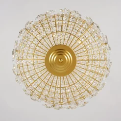 French Luxury Brass Floral Crystal Globe Chandelier