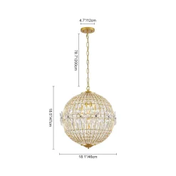 French Luxury Brass Floral Crystal Globe Chandelier