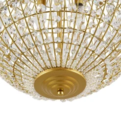 French Luxury Brass Floral Crystal Globe Chandelier