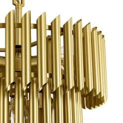 French Luxury Gold 2-Tier Metal Drum Cage Chandelier