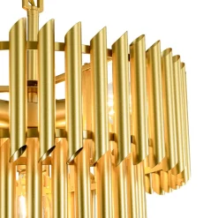 French Luxury Gold 2-Tier Metal Drum Cage Chandelier
