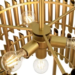 French Luxury Gold 2-Tier Metal Drum Cage Chandelier