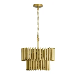 French Luxury Gold 2-Tier Metal Drum Cage Chandelier