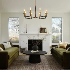 French Modern Iron 8-Light Candle Chandelier