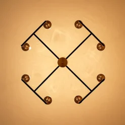 French Modern Iron 8-Light Candle Chandelier