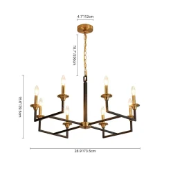 French Modern Iron 8-Light Candle Chandelier