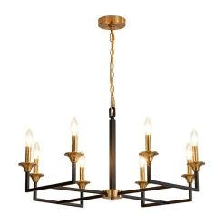 French Modern Iron 8-Light Candle Chandelier