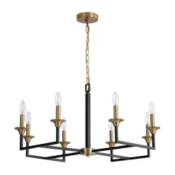 French Modern Iron 8-Light Candle Chandelier