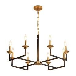 French Modern Iron 8-Light Candle Chandelier