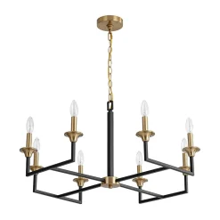 French Modern Iron 8-Light Candle Chandelier