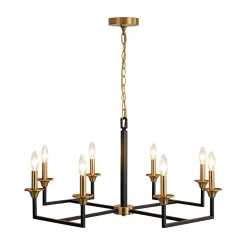 French Modern Iron 8-Light Candle Chandelier