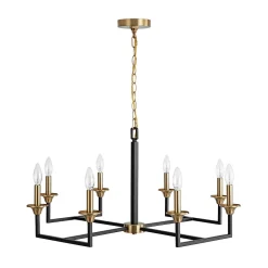 French Modern Iron 8-Light Candle Chandelier