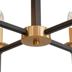 French Modern Iron 8-Light Candle Chandelier