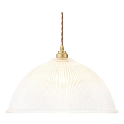 French Retro 1-Light Clear Ribbed Glass Dome Pendant
