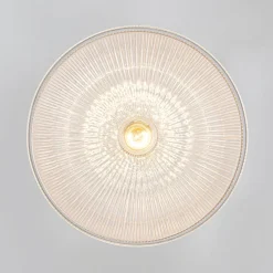 French Retro 1-Light Clear Ribbed Glass Dome Pendant