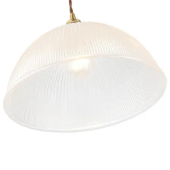 French Retro 1-Light Clear Ribbed Glass Dome Pendant