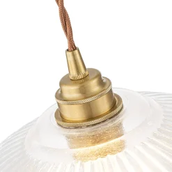 French Retro 1-Light Clear Ribbed Glass Dome Pendant