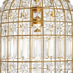 French Shabby Chic Antique Brass Crystal Cage Chandelier