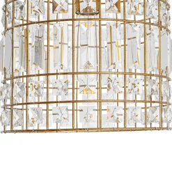 French Shabby Chic Antique Brass Crystal Cage Chandelier