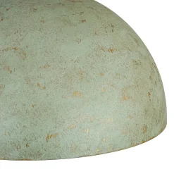 French Shabby Chic Weathered Patina Green Oversized Dome Pendant