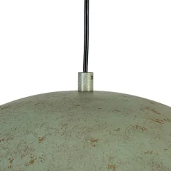 French Shabby Chic Weathered Patina Green Oversized Dome Pendant