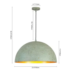 French Shabby Chic Weathered Patina Green Oversized Dome Pendant