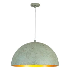 French Shabby Chic Weathered Patina Green Oversized Dome Pendant