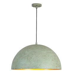 French Shabby Chic Weathered Patina Green Oversized Dome Pendant
