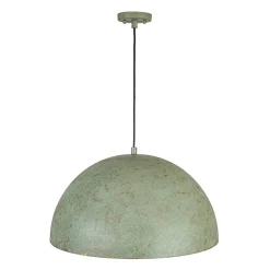 French Shabby Chic Weathered Patina Green Oversized Dome Pendant