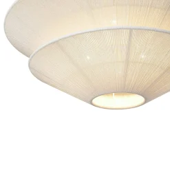 French 2-Tier Beige Woven Thread Cone Round Cage Chandelier