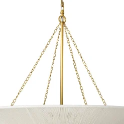 French 2-Tier Beige Woven Thread Cone Round Cage Chandelier