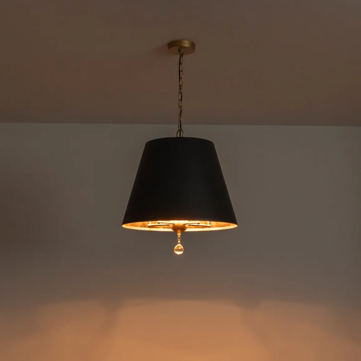 French Vintage Black Gold Iron Drum Cage Chandelier