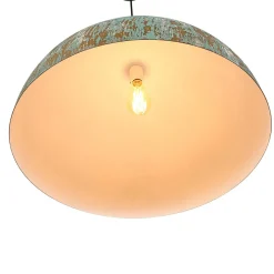 French Vintage Weathered Gilded Oversized Iron Dome Pendant