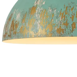 French Vintage Weathered Gilded Oversized Iron Dome Pendant