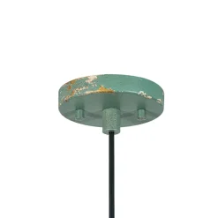 French Vintage Weathered Gilded Oversized Iron Dome Pendant