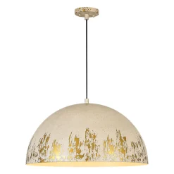 French Vintage Weathered Gilded Oversized Iron Dome Pendant