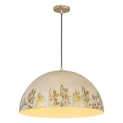 French Vintage Weathered Gilded Oversized Iron Dome Pendant